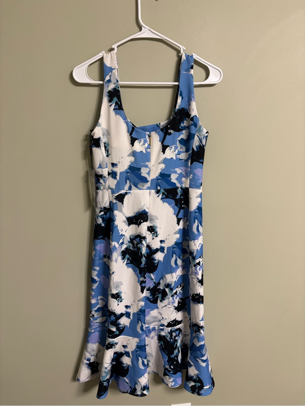 Karl Lagerfeld Blue Floral Dress Romantic Classic Quiet Luxury Size 4 Small New